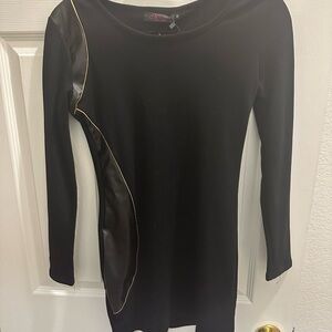 Black Long Sleeve Top with Gold Trim Medium